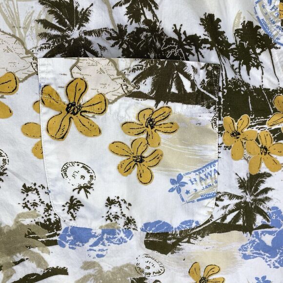 HB Harbor Bay Shirt Mens 4XL Tan Hawaiian Palm Short Sleeve Button Pocket Tropic - Picture 7 of 14